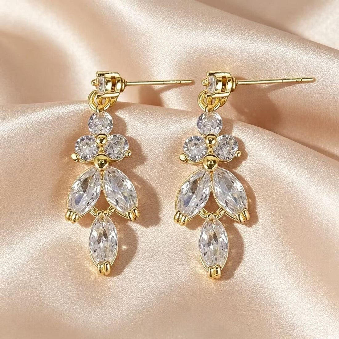 Cubic zirconia longline bridal jewelry set for a wedding guest