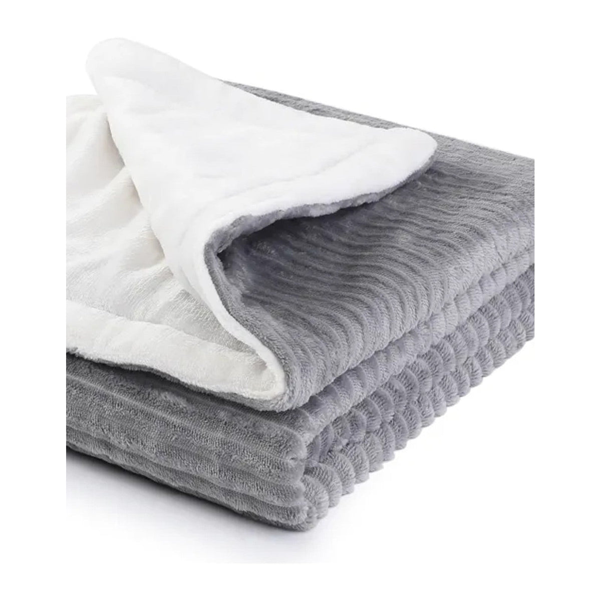 Mulan Ribbed Flannel Faux Fur Electric Heated Throw Blanket with Temperature Controller for Winter Bedroom