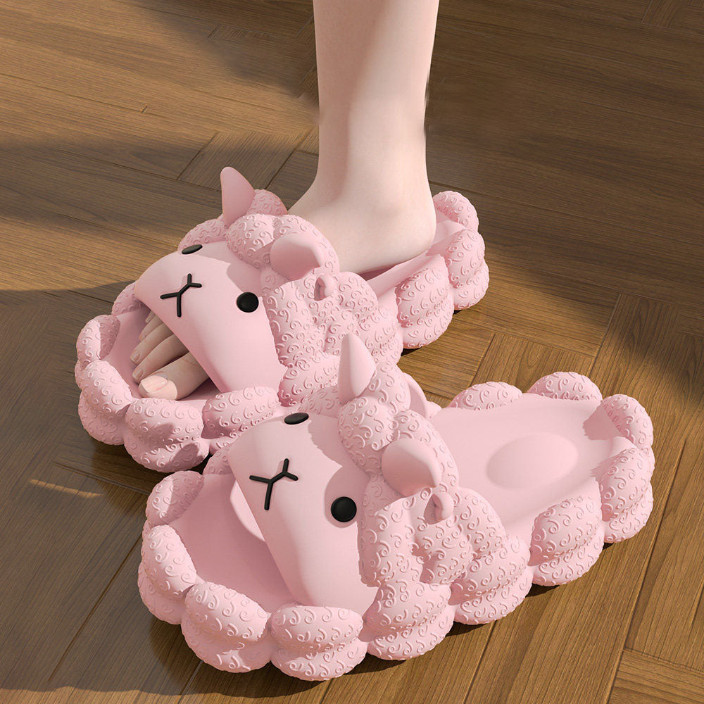 Cute Cartoon Sheep Women Slides, Super Soft Non‑Slip Odor‑Resistant Silent Summer Slippers for Indoor Bathroom Home Outdoor Wear