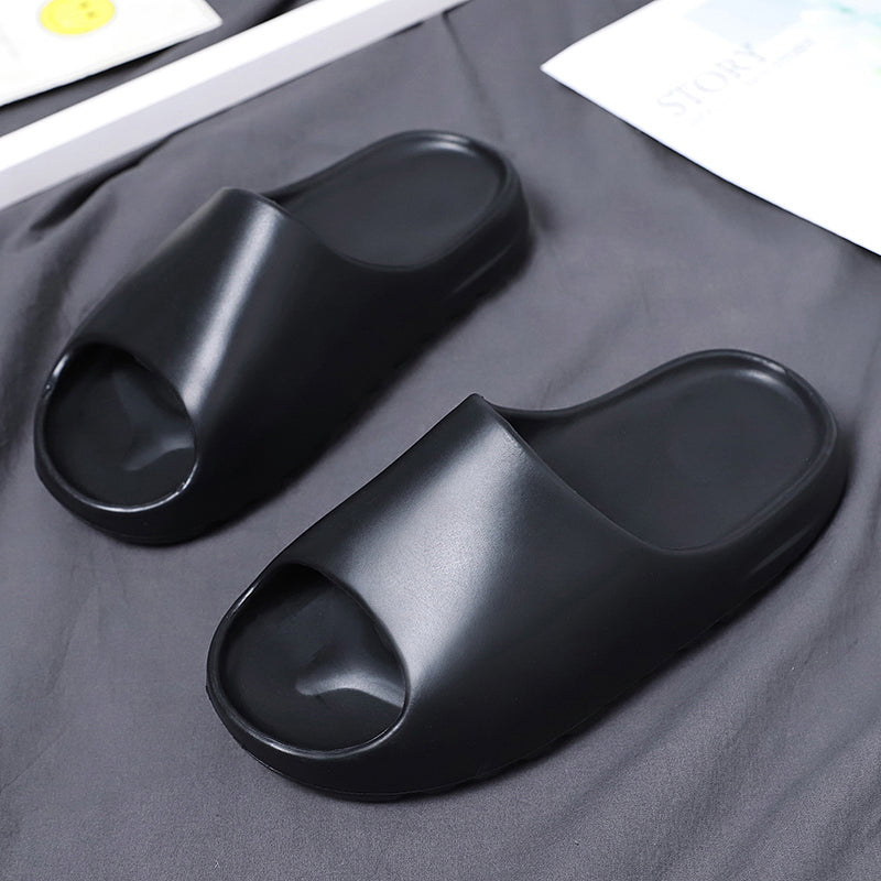 Sandal Platform Cloud Sculpted Wanita, Sandal Kasual Monokrom Ujung Terbuka