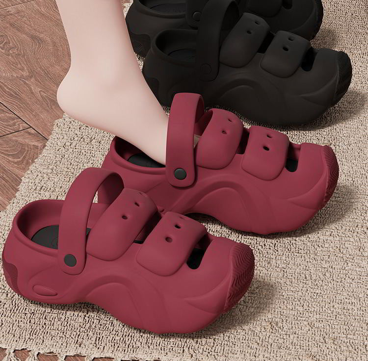 Women Platform Clogs, 2‑Way Wear Thick Sole Cloud Slides, Elevated Non‑Slip Summer Beach Outdoor Garden Shoes