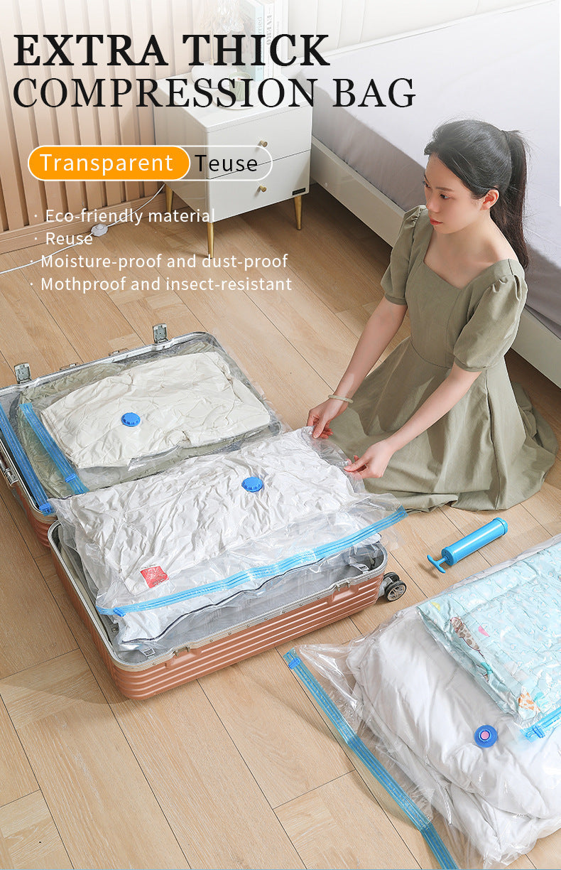 Kantong Penyimpanan Vakum, Kantong Penghemat Ruang yang Dapat Digunakan Kembali untuk Selimut, Bed Cover, Jaket Bulu Angsa & Pakaian, Kantong Pengatur Penyimpanan PA-PE Tebal