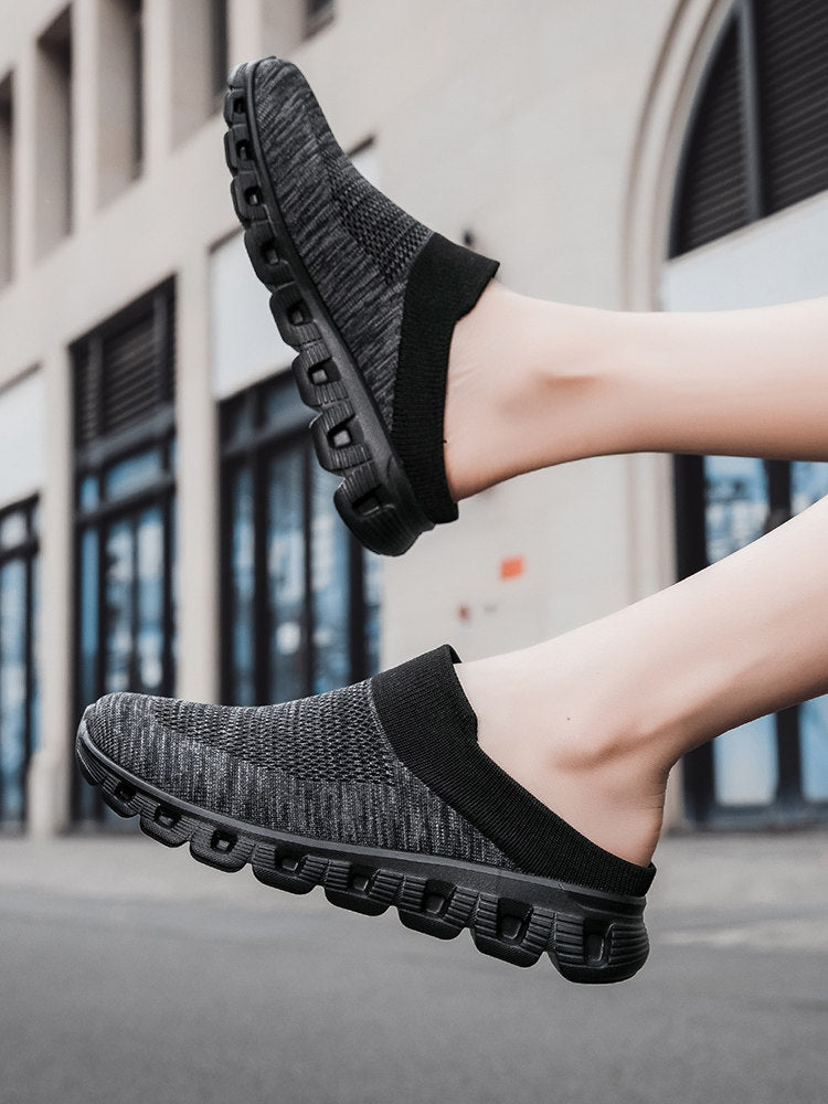 Slip‑On Fly Knit Mule Sneakers, Breathable Backless Sock Shoes, Big Sizes Available for Summer