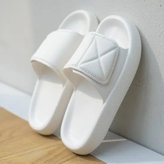 Geometric Adjustable-Strap EVA Platform Slides, Monochrome Open-Toe Slippers, EU Sizes 35-45