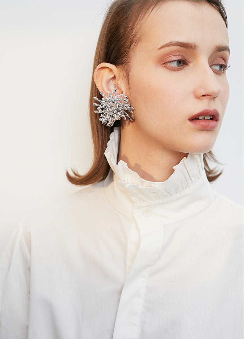 Crystal floral drop earrings by Yoshan, detail view 5