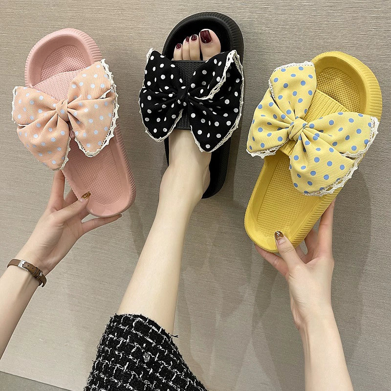 Women's Oversized-Bow Platform Slides, EVA Indoor-Outdoor Slippers, EU Sizes 36-45