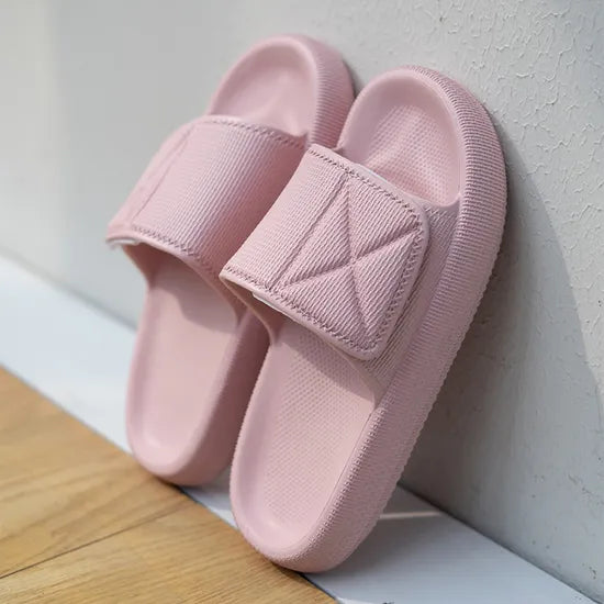 Geometric Adjustable-Strap EVA Platform Slides, Monochrome Open-Toe Slippers, EU Sizes 35-45