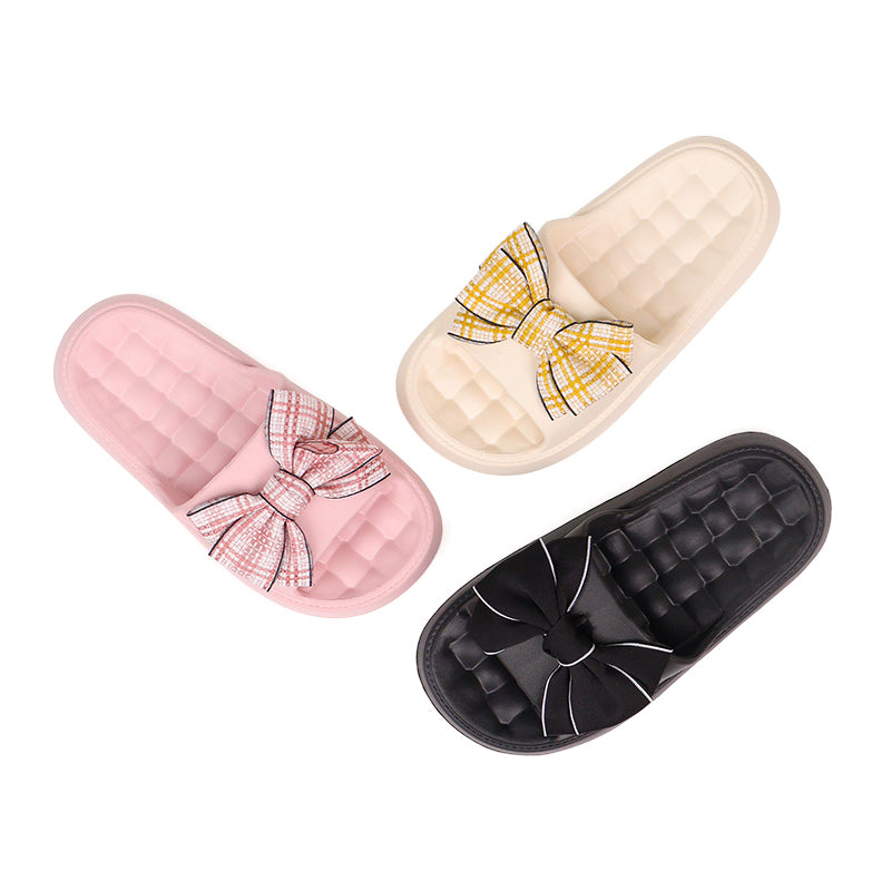 Women’s Oversized Bow Platform Slides, Soft-Look Upper and Chunky Open-Toe Sole