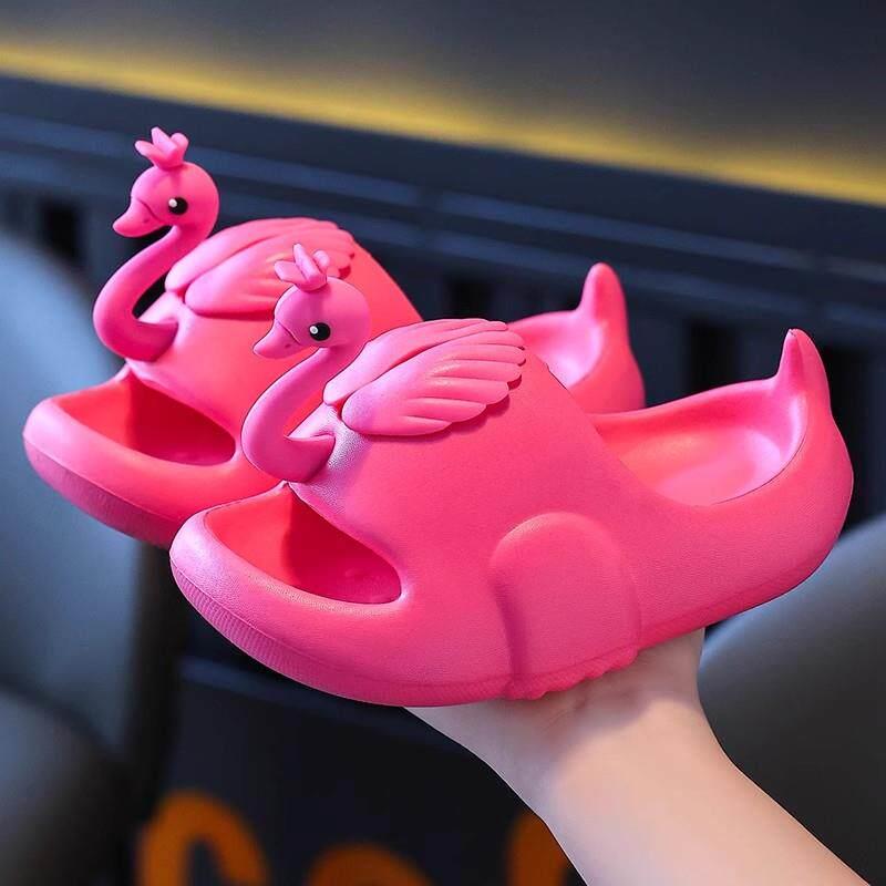 Cute Swan Kids Slippers, Non‑Slip Odor‑Resistant Lightweight Open‑Toe Summer Shower Slides for Boys Girls Toddlers