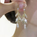 Leaf drop earrings by Yoshan, detail view 2