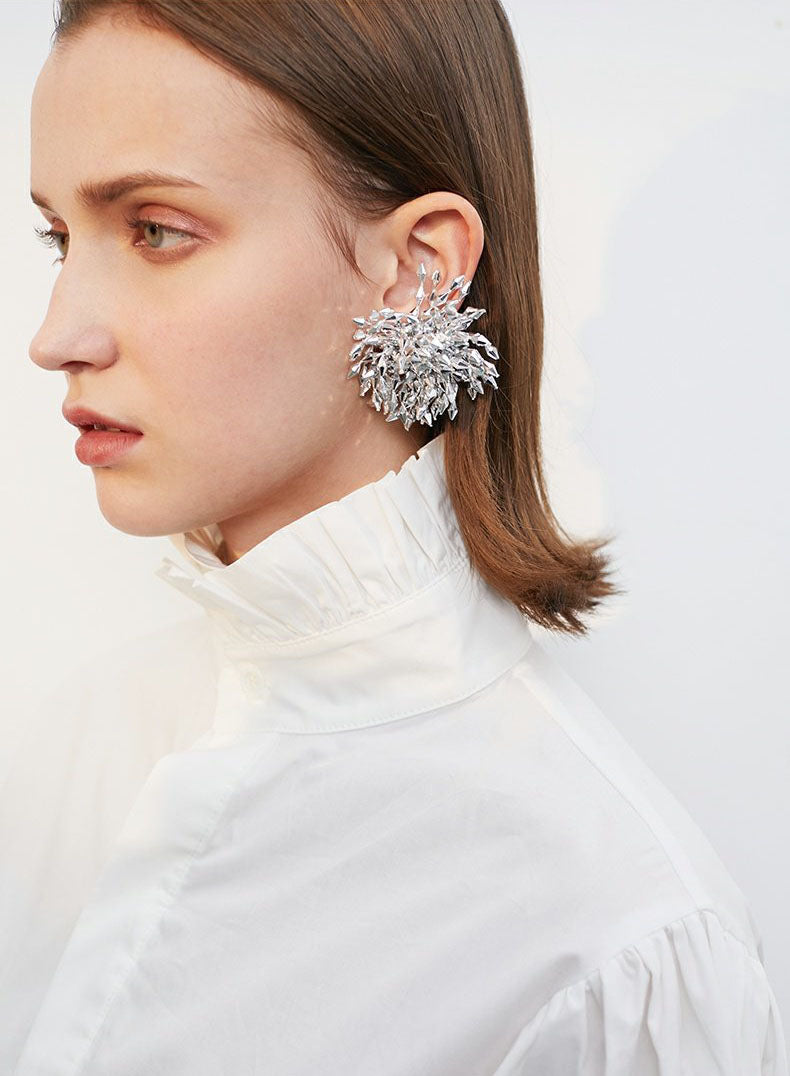Crystal floral drop earrings by Yoshan, detail view 6