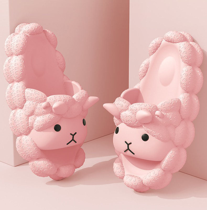 Cute Cartoon Sheep Women Slides, Super Soft Non‑Slip Odor‑Resistant Silent Summer Slippers for Indoor Bathroom Home Outdoor Wear