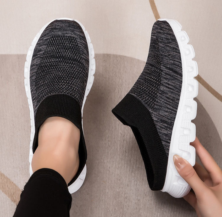Slip‑On Fly Knit Mule Sneakers, Breathable Backless Sock Shoes, Big Sizes Available for Summer