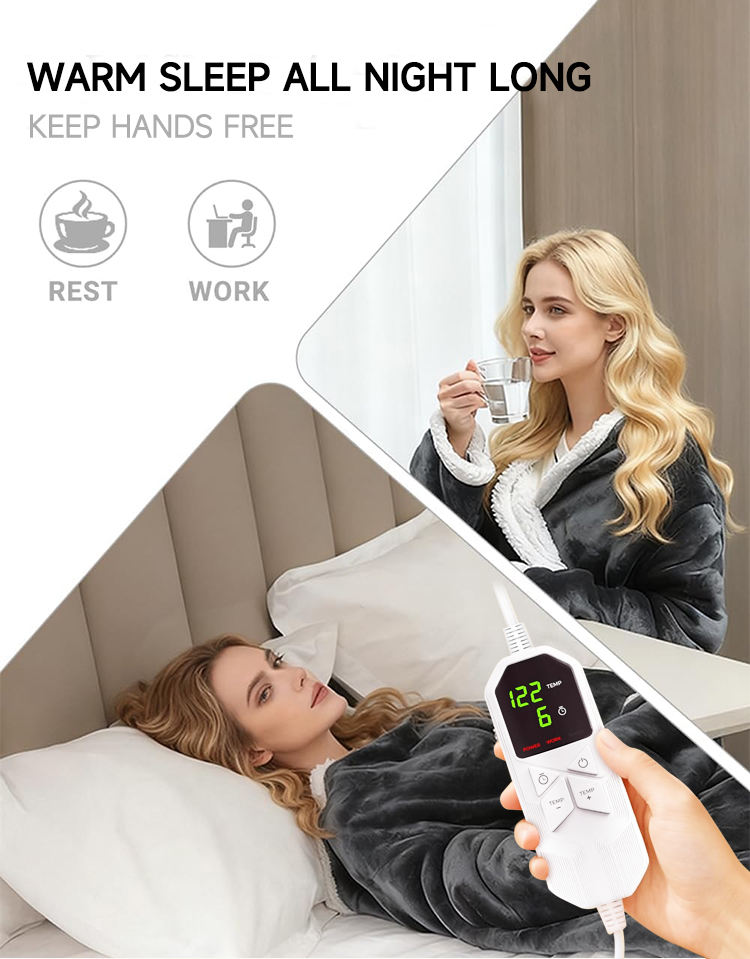 Dual Sided Flannel Electric Under Blanket | Adjustable Temperature Control, Non-Slip Backing, Detachable Cord Machine Washable Heated Mattress Pad, Queen King & Multi Sizes Winter Bed Warmer for Bedroom