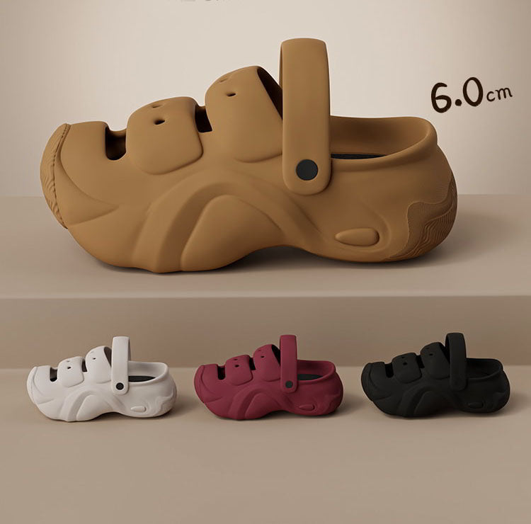 Women Platform Clogs, 2‑Way Wear Thick Sole Cloud Slides, Elevated Non‑Slip Summer Beach Outdoor Garden Shoes