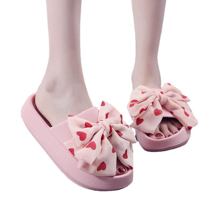 Women's Oversized-Bow Platform Slides, EVA Indoor-Outdoor Slippers, EU Sizes 36-45
