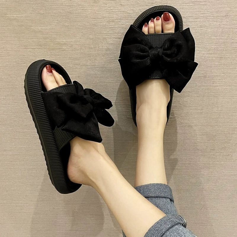 Women's Oversized-Bow Platform Slides, EVA Indoor-Outdoor Slippers, EU Sizes 36-45