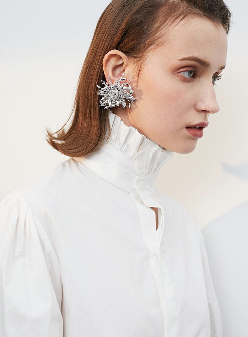 Crystal floral drop earrings by Yoshan, detail view 2