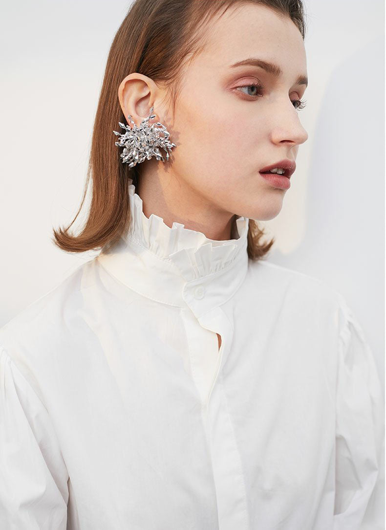 Crystal floral drop earrings by Yoshan, detail view 3