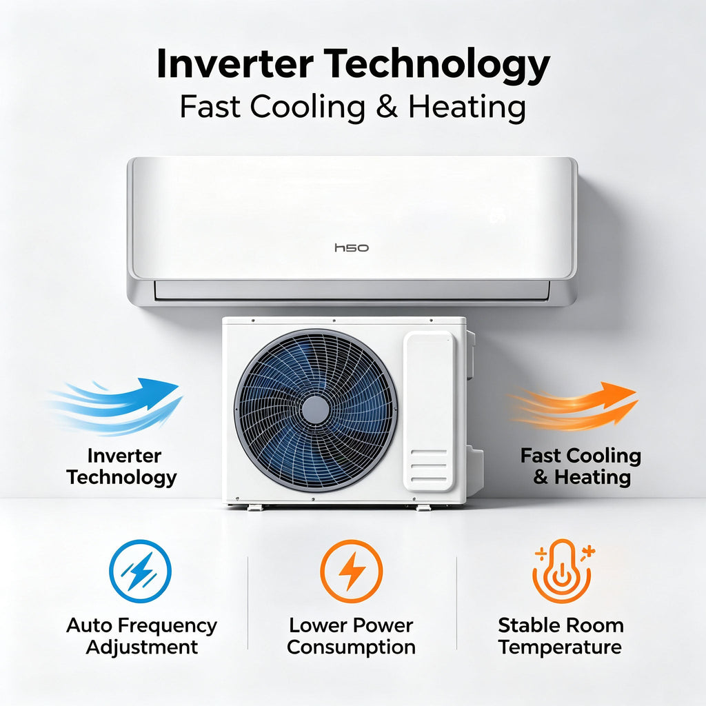 AC R32 Inverter Split Air Conditioner Ductless Mini Split for Bedroom and Living Room Home Cooling