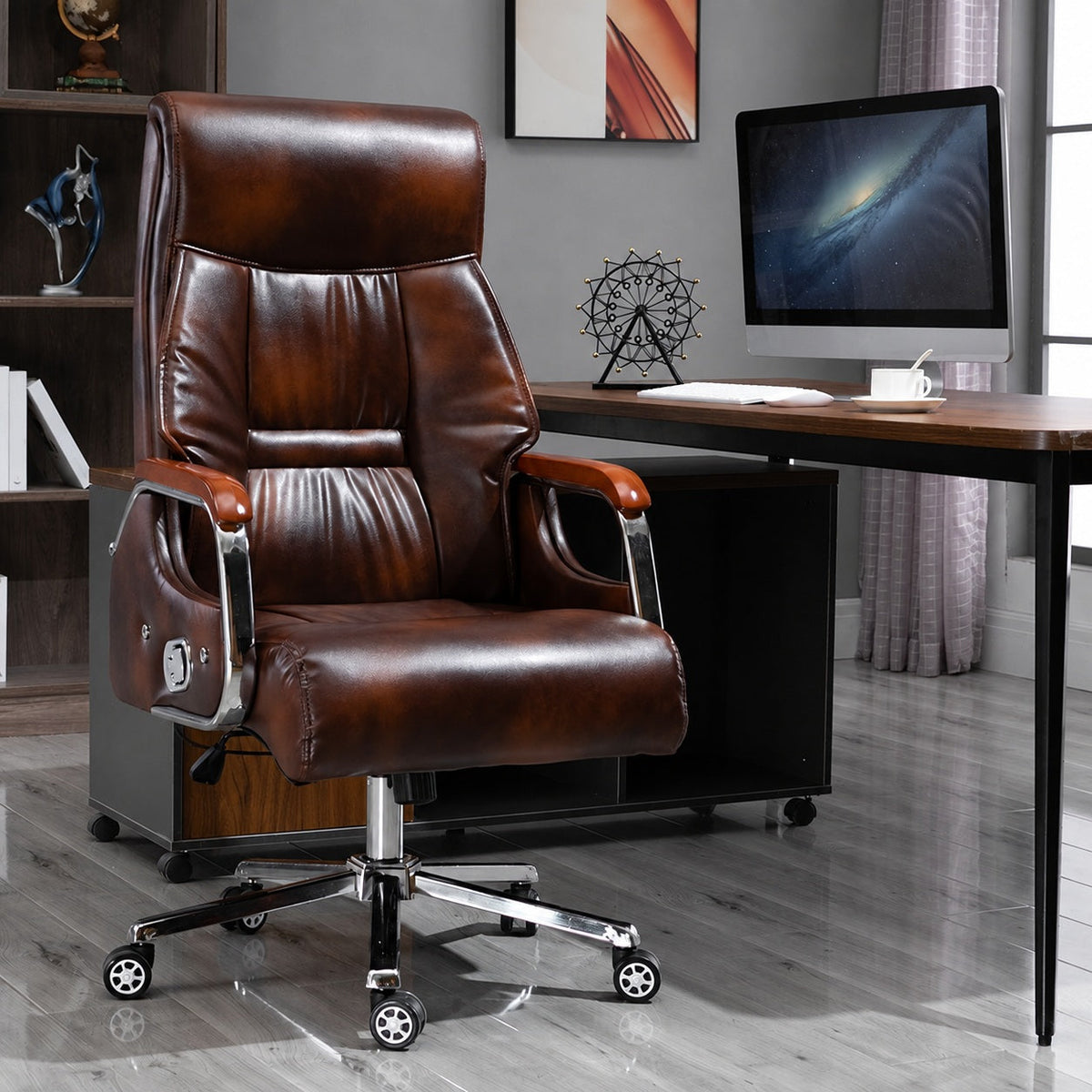 JY 902 Black PU Leather Executive Chair Executive Office Chair for Home Office Study Desk and Long Sitting Sessions