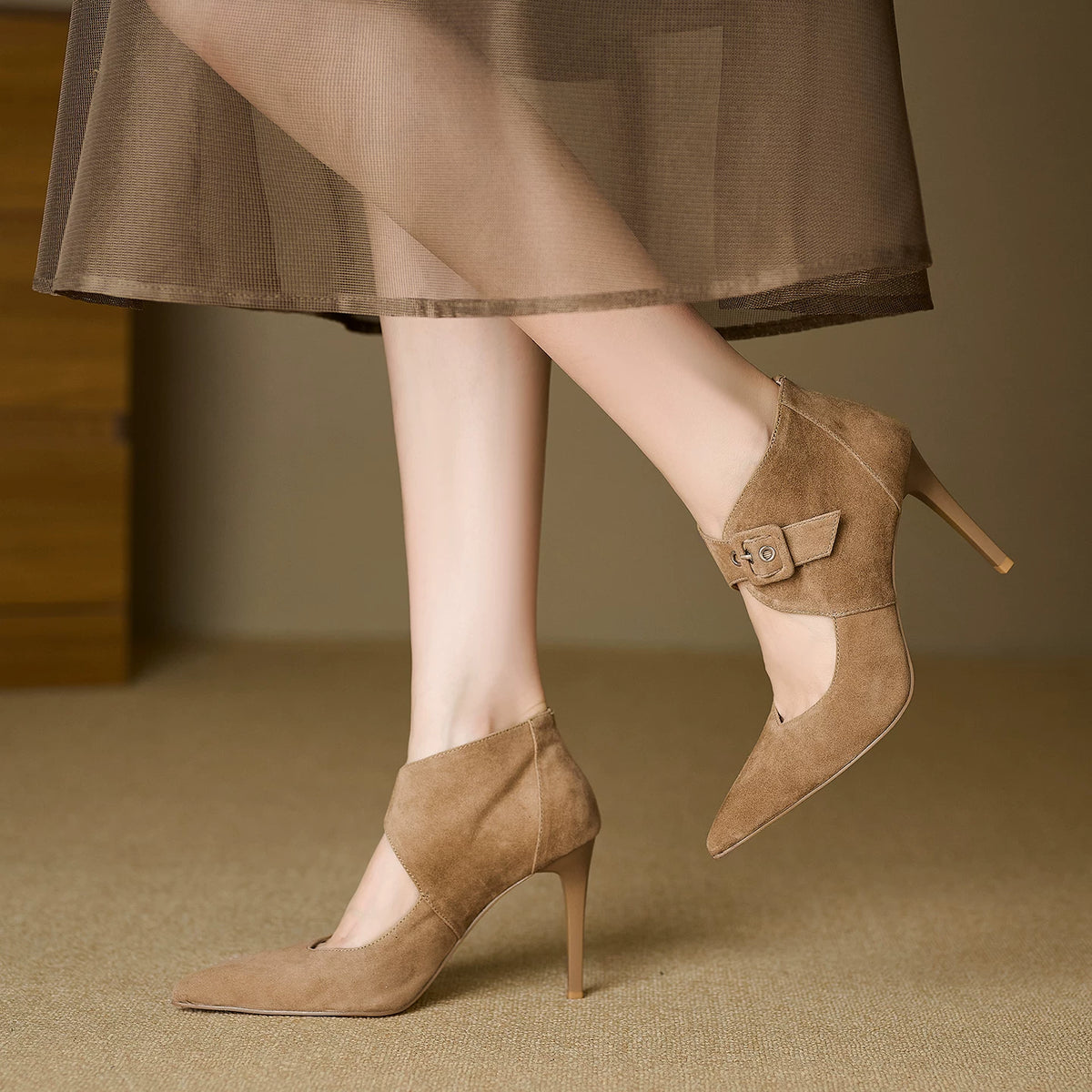 Women's Pointed Toe Stiletto High Heel Flat Pumps Closed-Toe Dress Heels Wedding Guest Cocktail Party