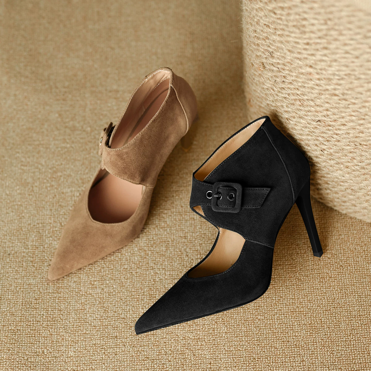 Women's Pointed Toe Stiletto High Heel Flat Pumps Closed-Toe Dress Heels Wedding Guest Cocktail Party