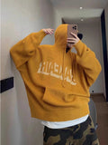Men's Knit Fall Winter Oversized Brown-Tone Hoodie Sweatshirt for Casual Streetwear Travel and Weekend Everyday Date Night Holiday Party