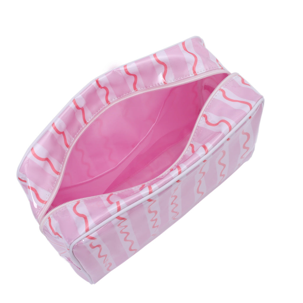 Large-Capacity Striped Mahjong Travel Bag Tote Set Toiletry Makeup Cosmetic Pouch