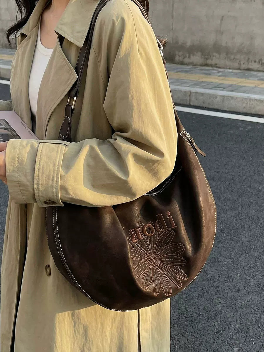 Women's Spring Summer Retro Dumpling Bag Soft Crossbody Purse Work Travel Everyday Purse Everyday Fashion Style for Women