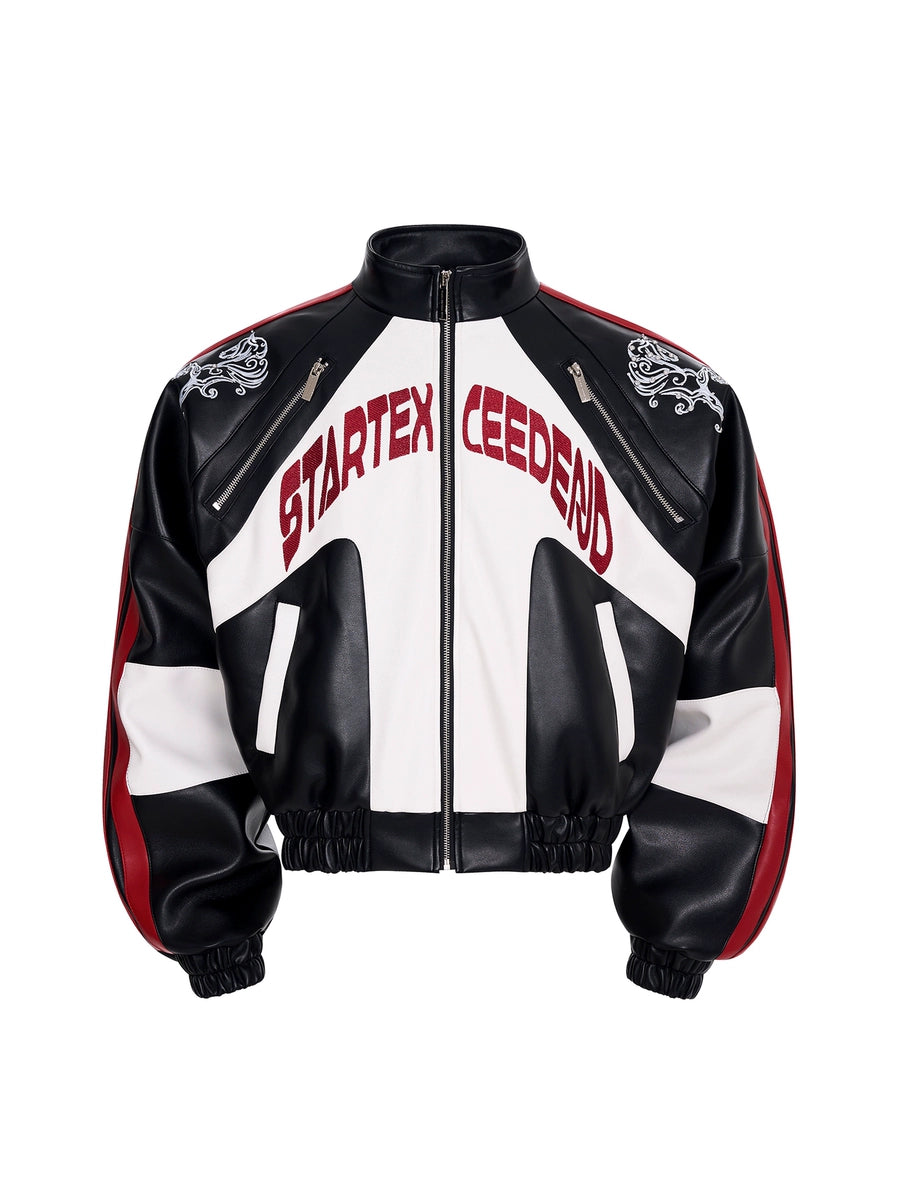 Men's Winter Embroidered Mandarin Collar Cropped Jacket Casual Coat for Cold Weather Fall Travel Outdoor Holiday
