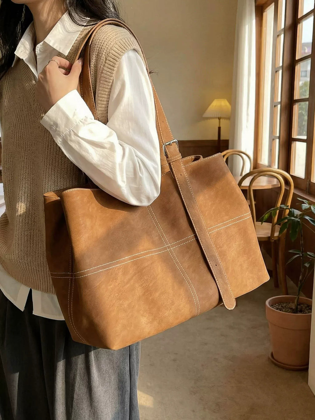 Women's Large-capacity Winter Office Workwear Relaxed Retro Tote Bag Shoulder Crossbody Purse Work Travel Everyday Purse