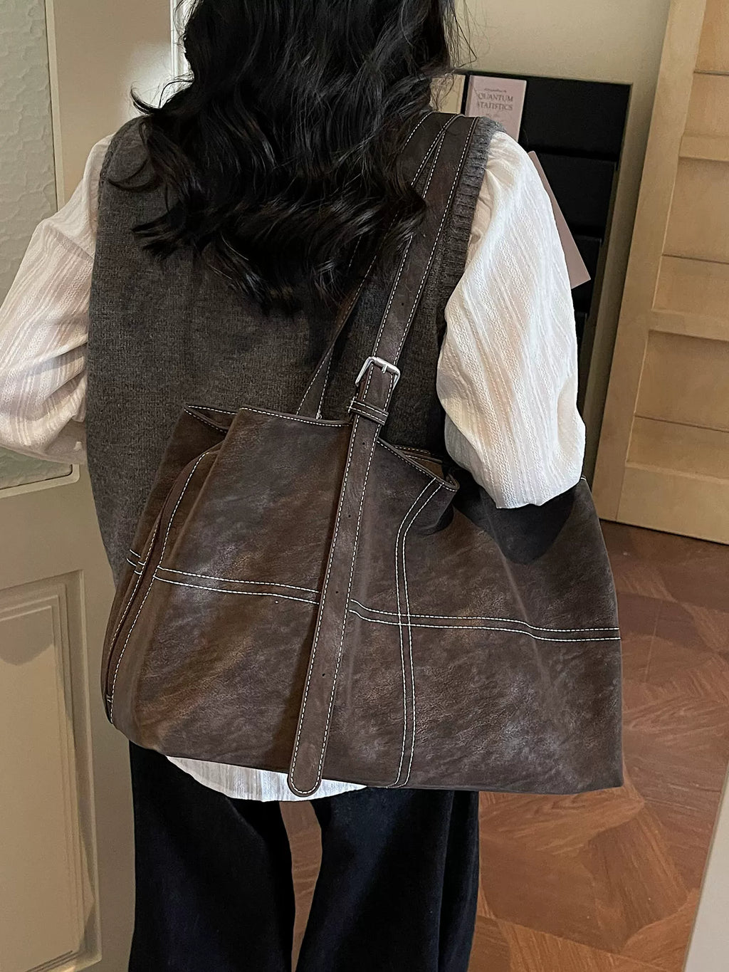 Women's Large-capacity Winter Office Workwear Relaxed Retro Tote Bag Shoulder Crossbody Purse Work Travel Everyday Purse