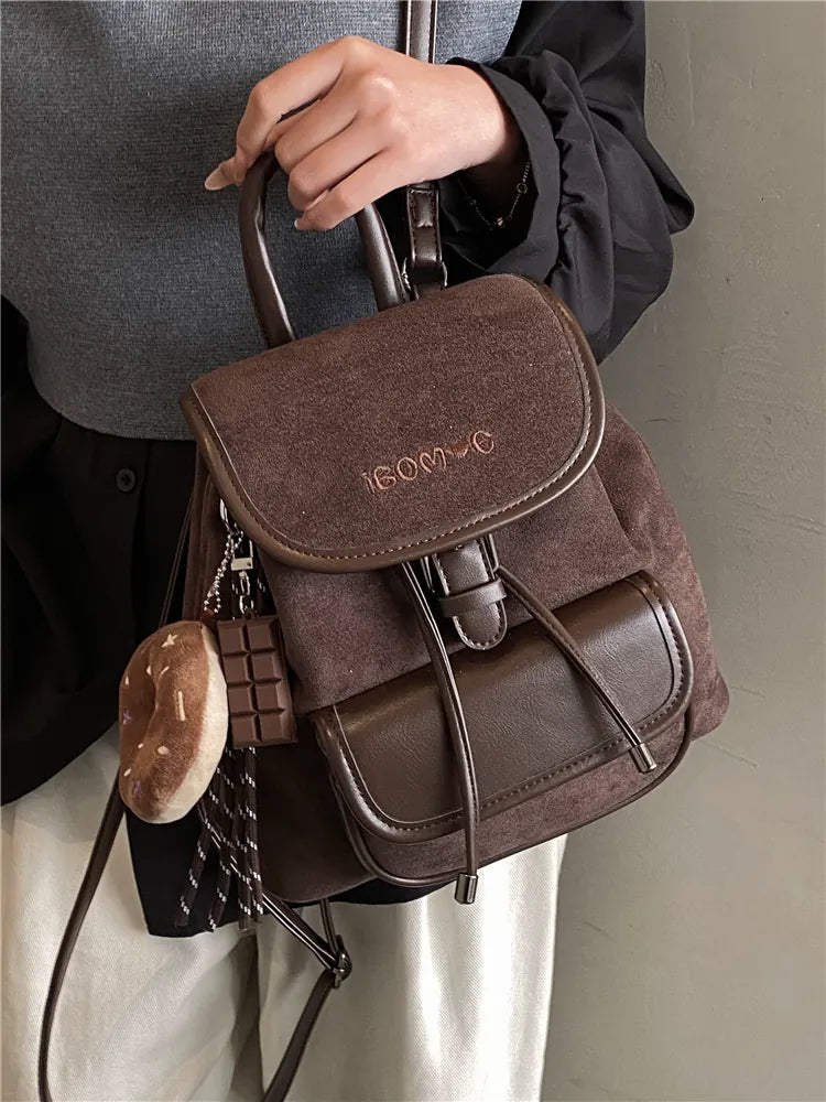 Women's Fall Winter Retro Backpack Travel School Bag and Office Work Weekend Date Night