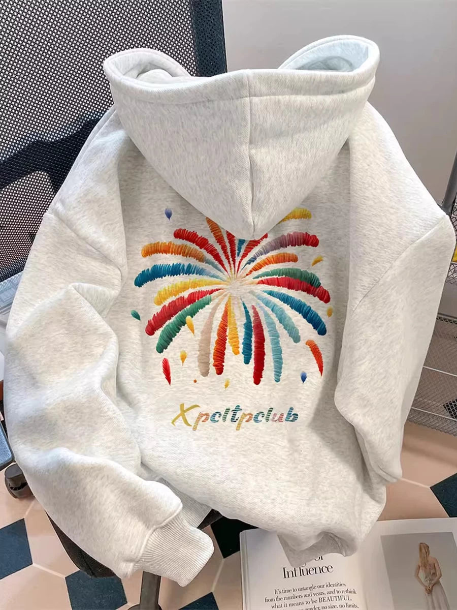 Men's Fall Winter Grey Fleece-Lined Oversized Casual Hoodie Sweatshirt for Layering in Spring Streetwear Travel and Weekend Everyday Date Night