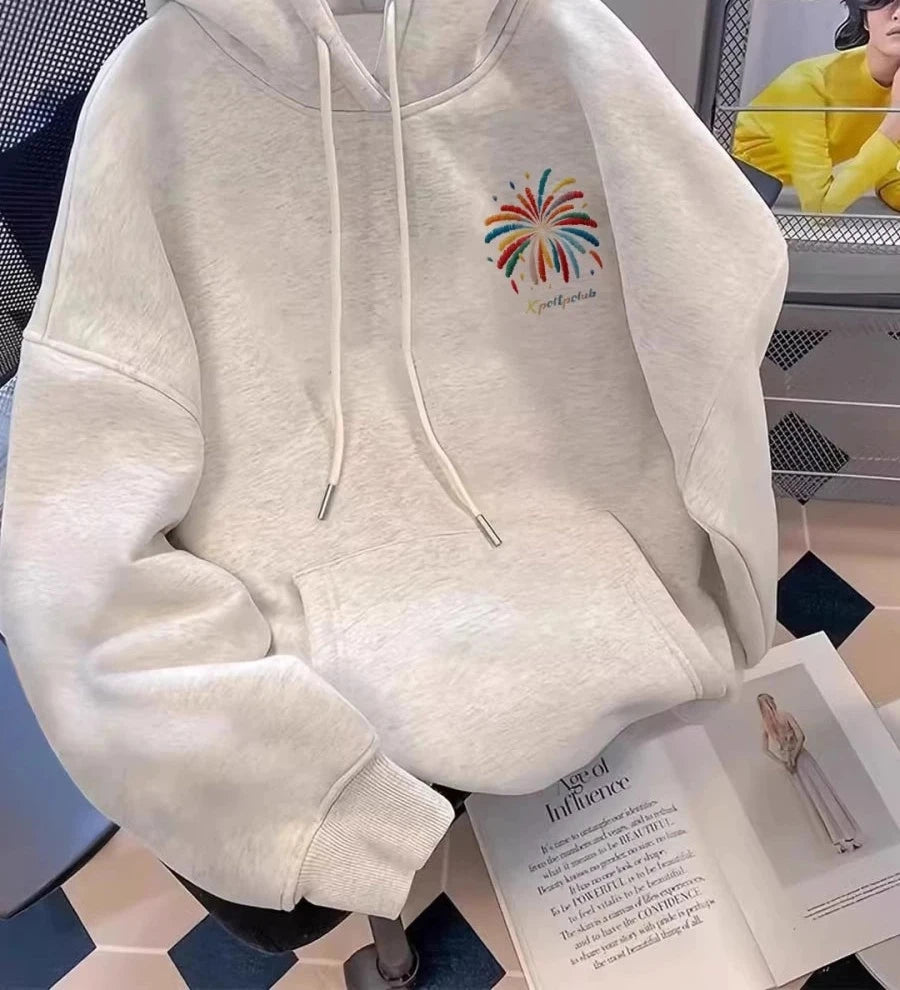 Men's Fall Winter Grey Fleece-Lined Oversized Casual Hoodie Sweatshirt for Layering in Spring Streetwear Travel and Weekend Everyday Date Night