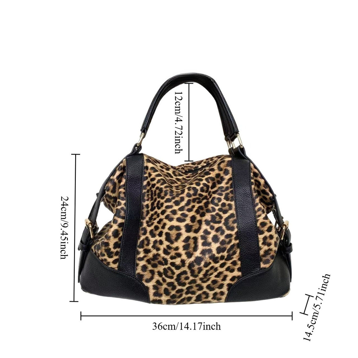 Women's Large-Capacity Leopard Retro Tote Bag Shoulder Crossbody Purse Work and Travel Office