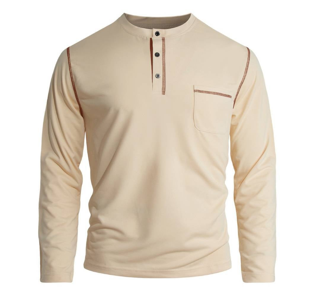 Men's Spring Summer Mandarin Collar Long Sleeve Casual Clothing Shirt Everyday Outfit
