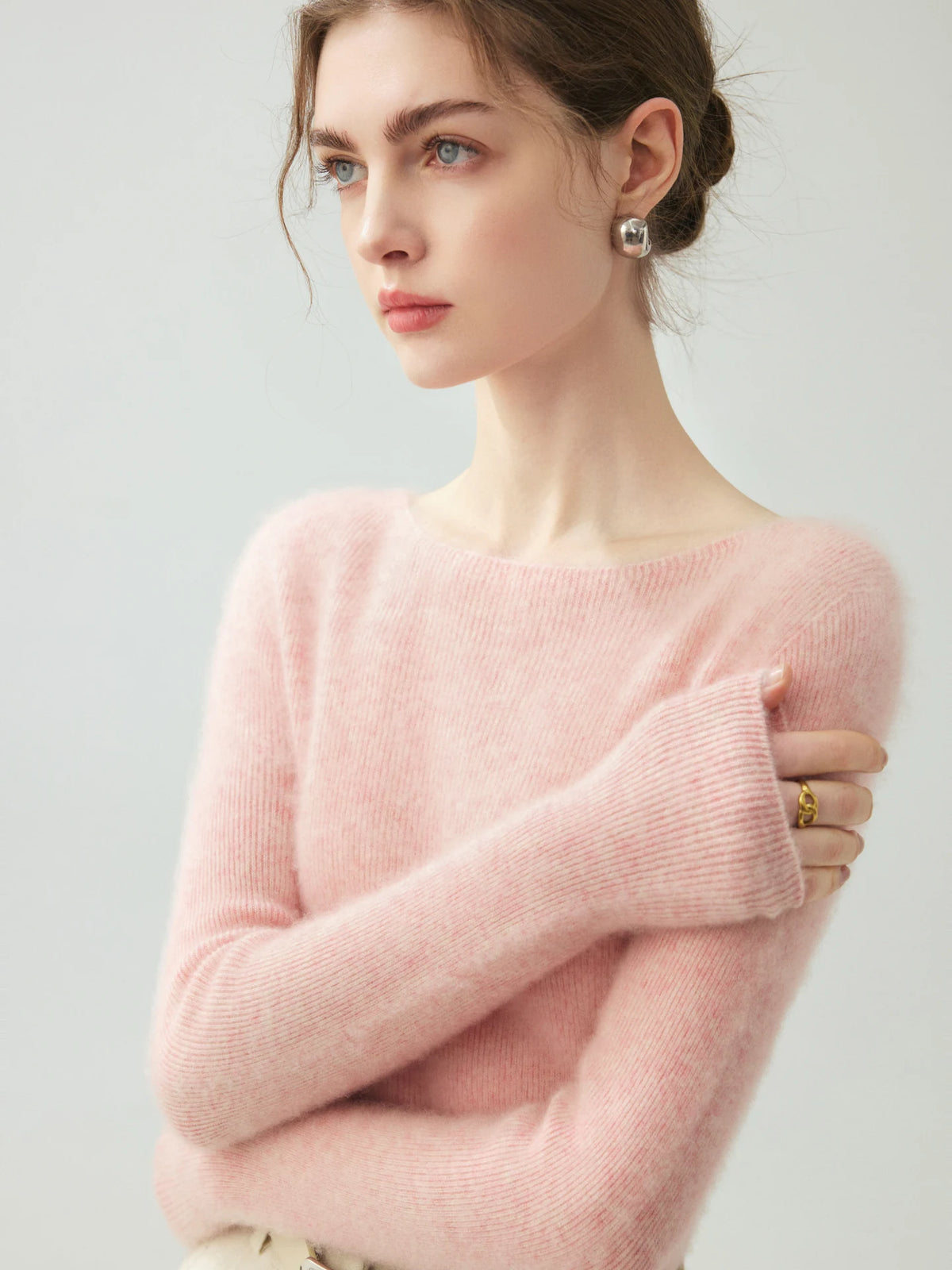 Women's Wool Fall Winter Slim-fit Fleece-lined Long Sleeve Sweater Knit Pullover Top for Casual Outfits Spring Travel Office Slimming Everyday Date Night