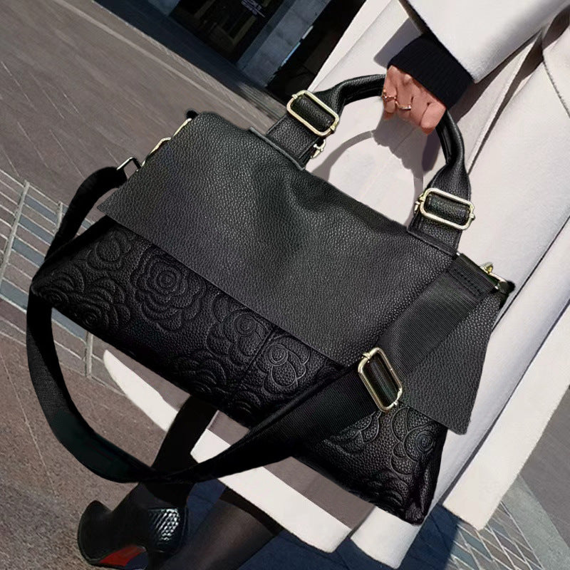Women's Large-Capacity Leather Retro Tote Bag Shoulder Crossbody Purse Work and Travel Office