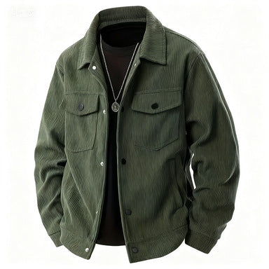Men's Lapel Corduroy Long Sleeve Casual Shirt Button Office Weekend Everyday Blouse