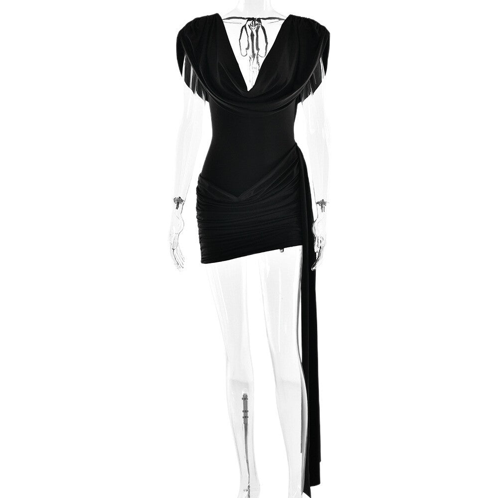Women's Summer Bodycon Open-Back Sleeveless Cowl-Neck Dress Party Evening Outfit Day for Office Wedding Guest Date Night Business Casual Summer Travel