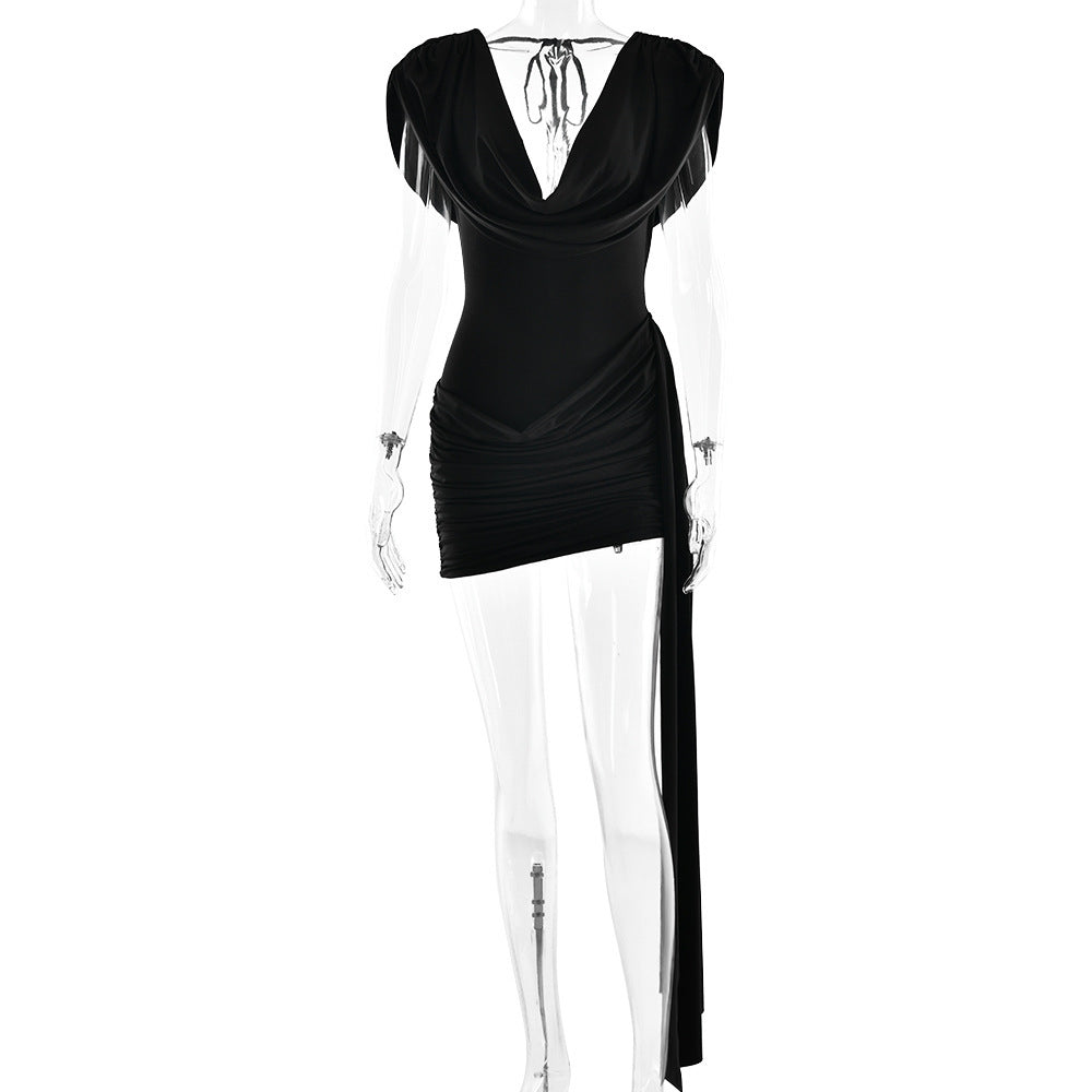 Women's Summer Bodycon Open-Back Sleeveless Cowl-Neck Dress Party Evening Outfit Day for Office Wedding Guest Date Night Business Casual Summer Travel