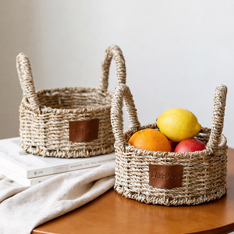 Seagrass Storage Basket Woven Organizer Basket Bin Home Kitchen Entryway Foldable Box Handles