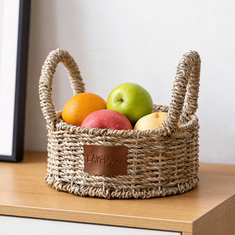 Seagrass Storage Basket Woven Organizer Basket Bin Home Kitchen Entryway Foldable Box Handles