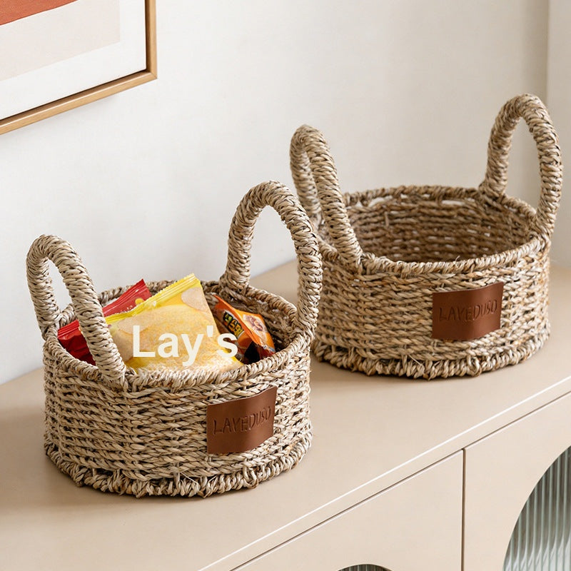 Seagrass Storage Basket Woven Organizer Basket Bin Home Kitchen Entryway Foldable Box Handles