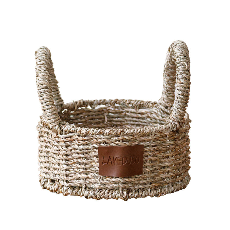 Seagrass Storage Basket Woven Organizer Basket Bin Home Kitchen Entryway Foldable Box Handles