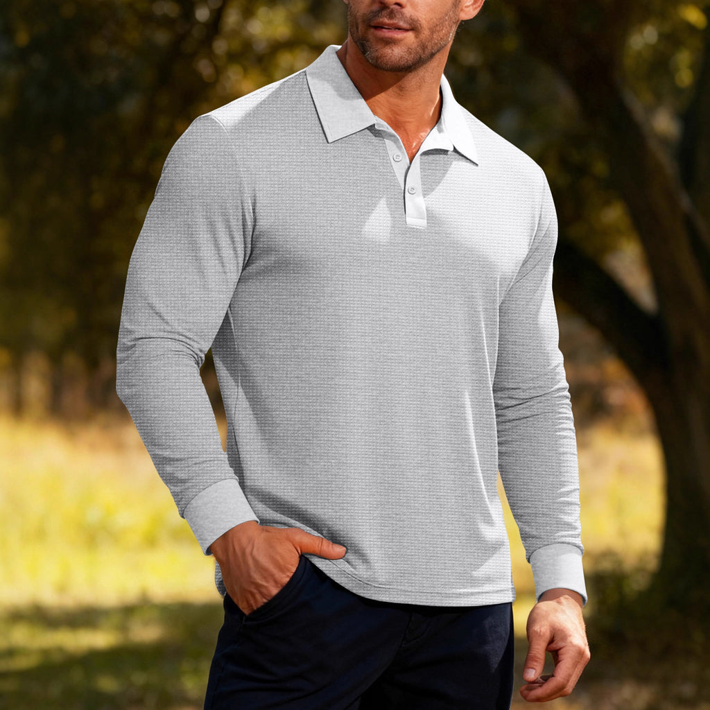 Men's Lapel Polo Plus Size Oversized Long Sleeve Casual Top Fashion Blouse Shirt