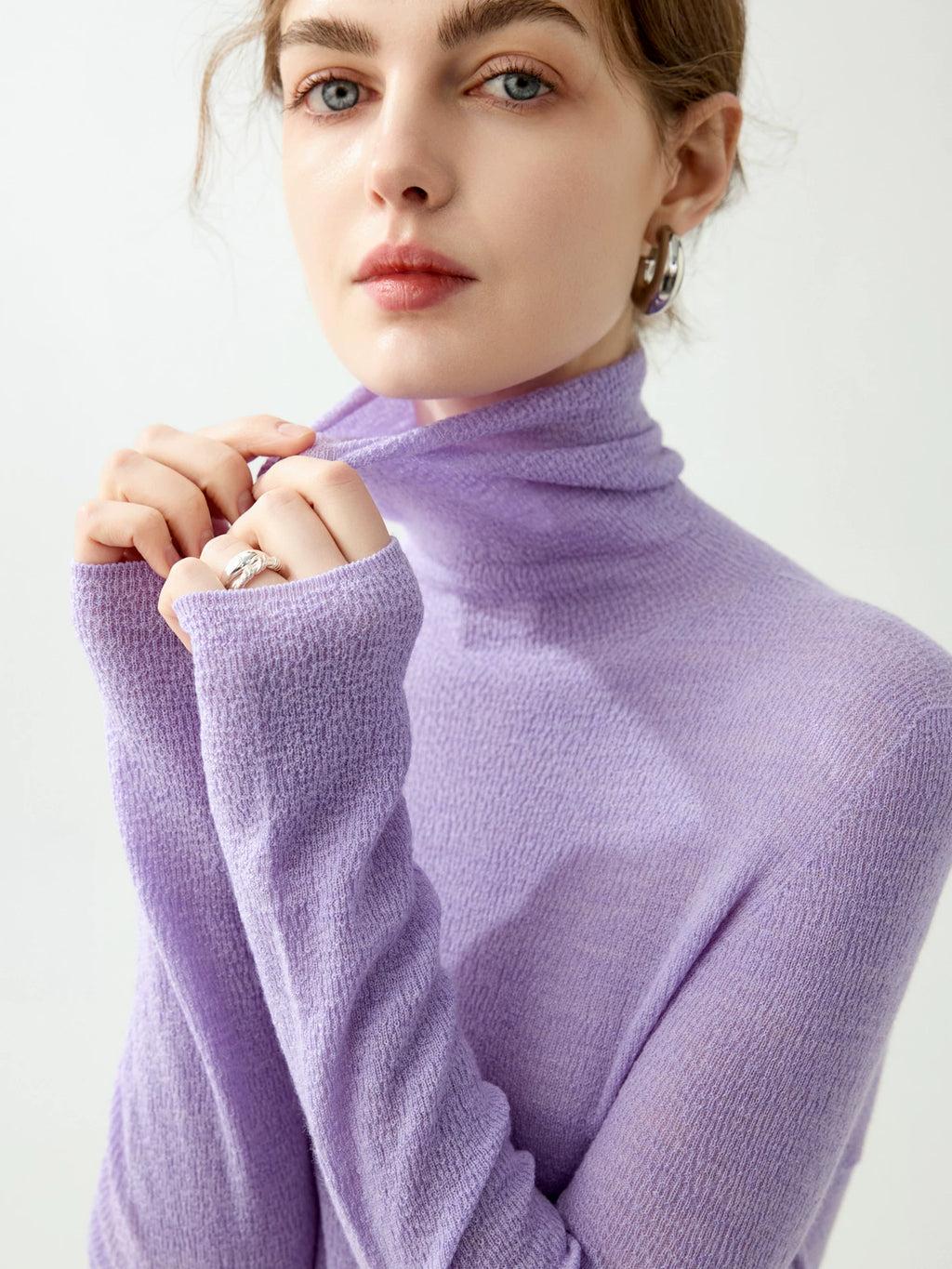 Women's Turtleneck Wool Long Sleeve Sweater for Casual Outfits Spring Travel Office Everyday Date Night