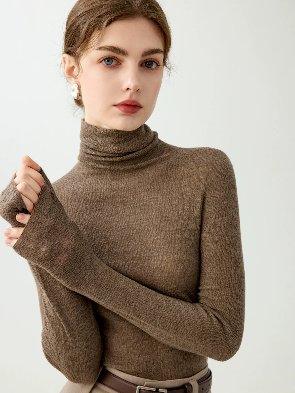 Women's Turtleneck Wool Long Sleeve Sweater for Casual Outfits Spring Travel Office Everyday Date Night
